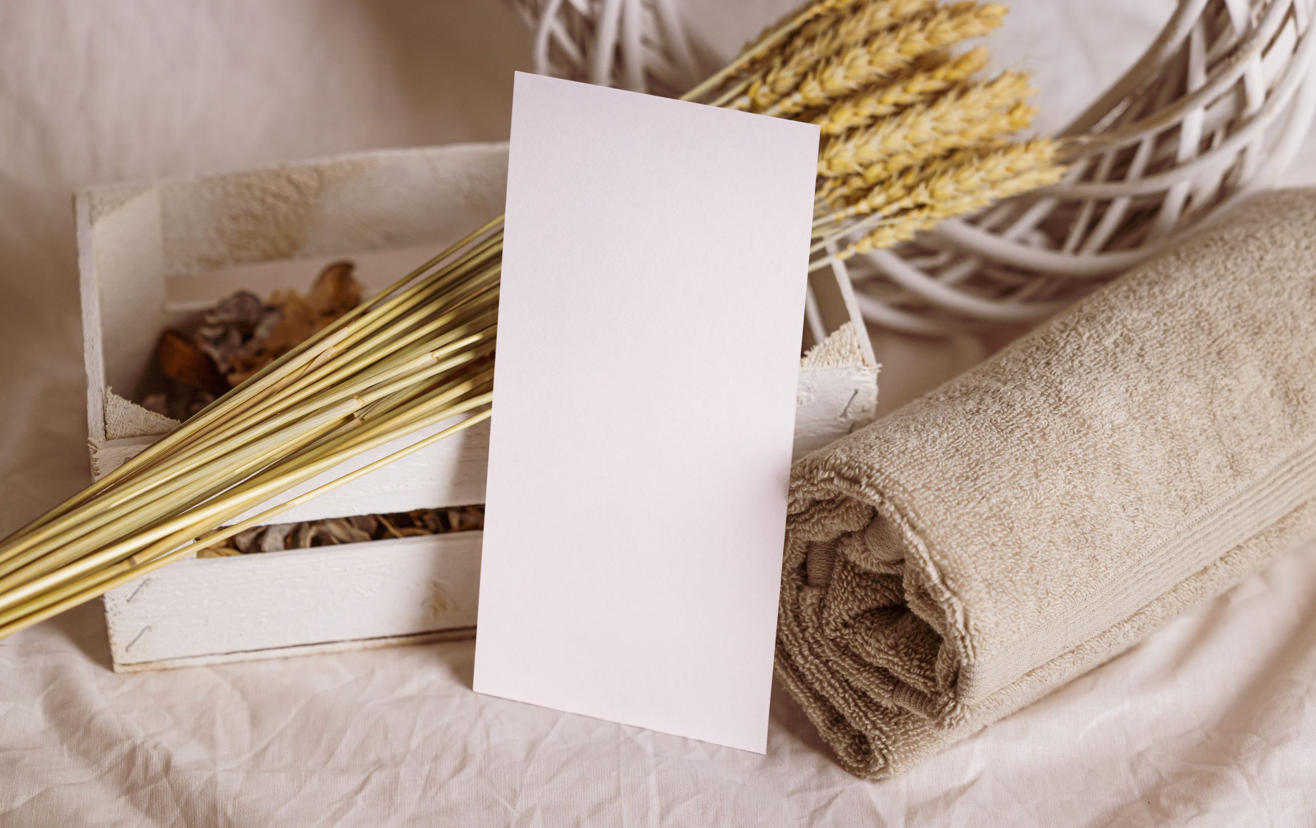 Spa gift card on fabric